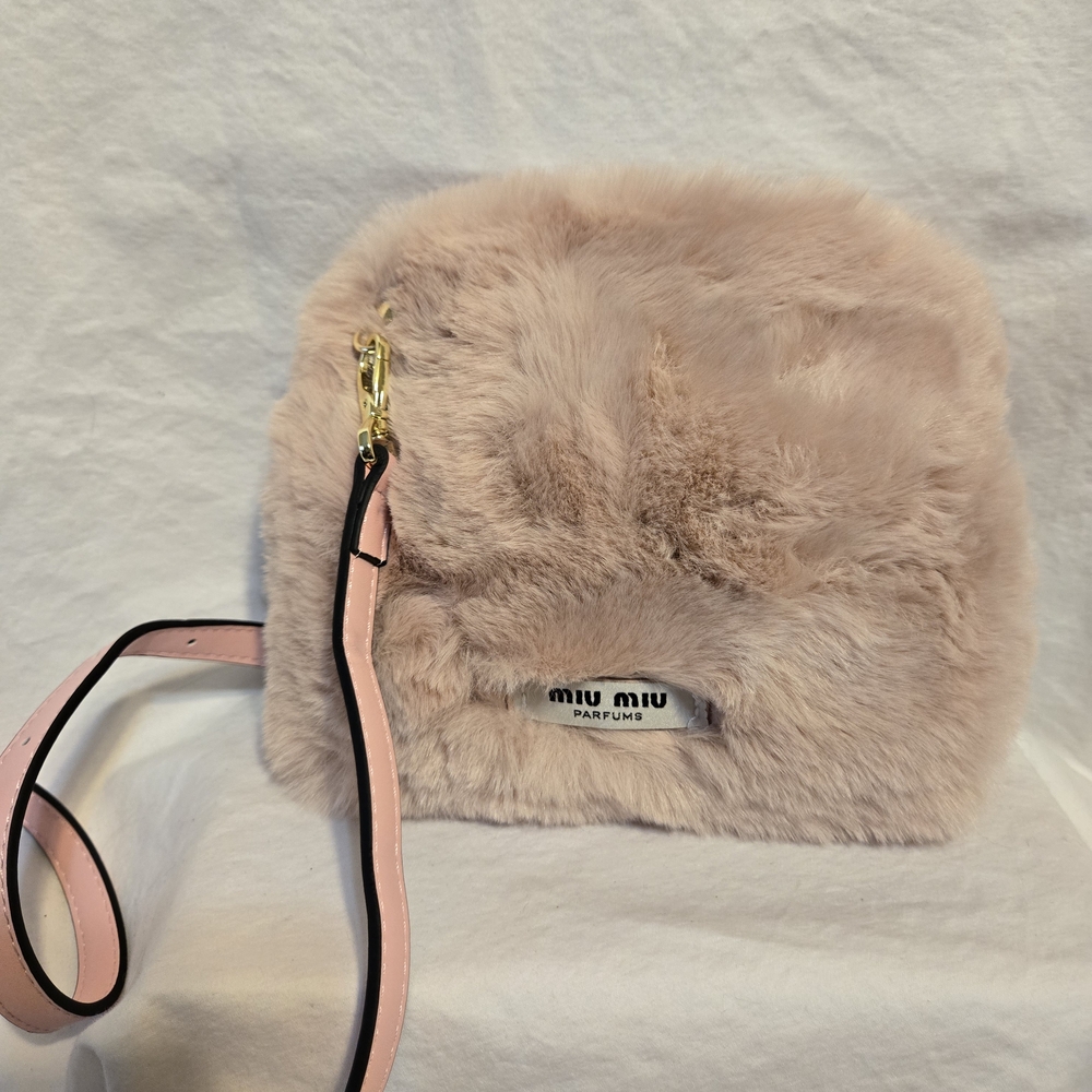 Upcycled Using Miu Miu Blush Pink Fur Crossbody Bag GWP - Picture 2 of 5